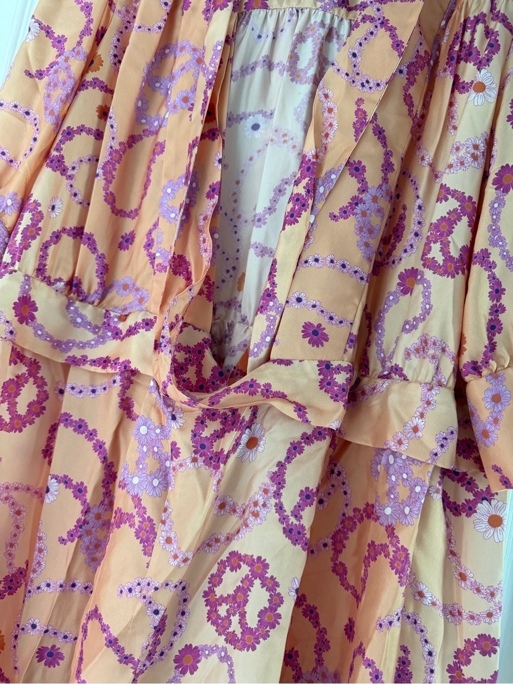 Sandro Peach and Pink Patterned Ruffle Mini Dress - Picture 2 of 7